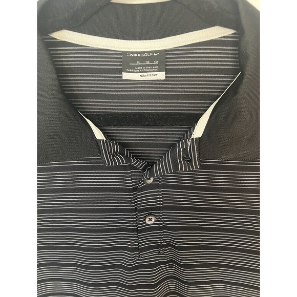 Nike Golf Dri-Fit Men’s XL Black Gray Striped Golf Polo Shirt - Picture 6 of 8